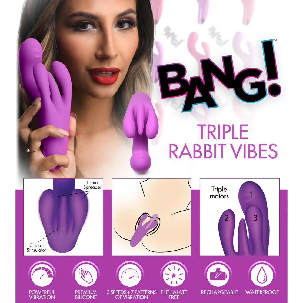 10X Triple Rabbit Silicone Vibrator