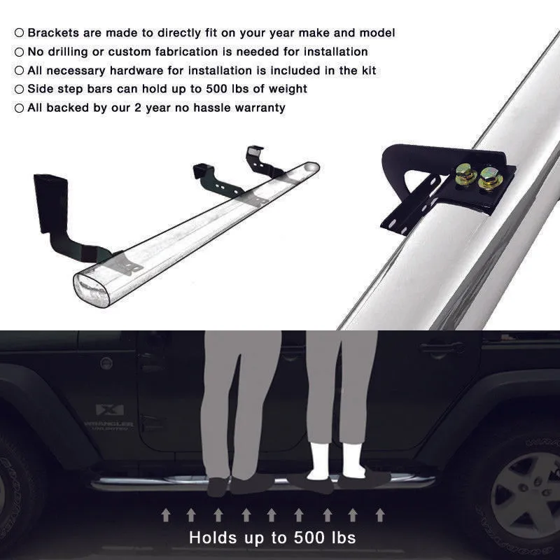 2004-2008 Ford F-150 Super Cab 4" Side Step Bars Running Boards Pair
