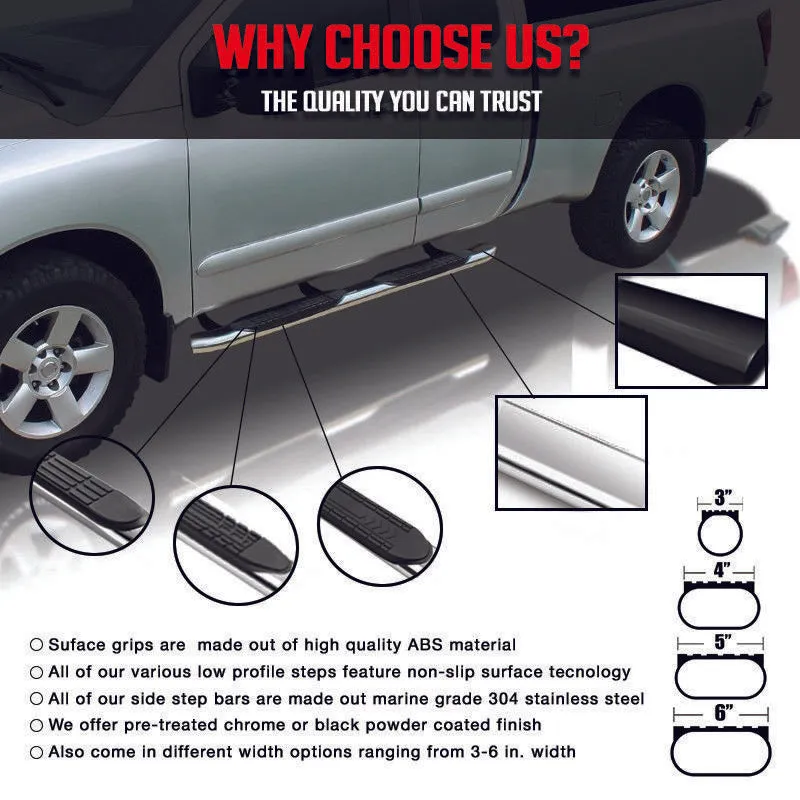 2004-2008 Ford F-150 Super Cab 4" Side Step Bars Running Boards Pair