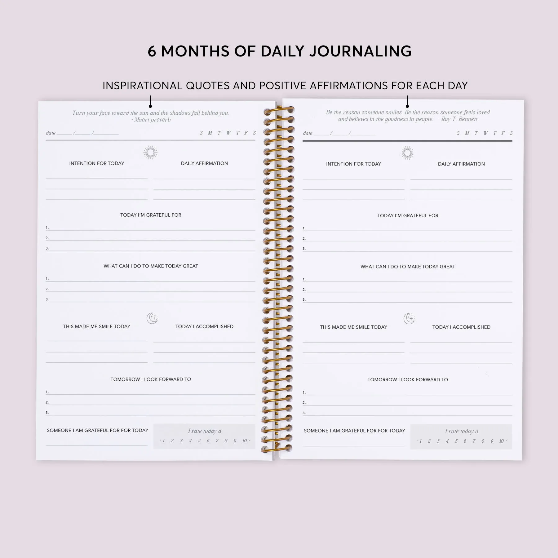 6x9 Gratitude Journal - Flirty Florals Mauve