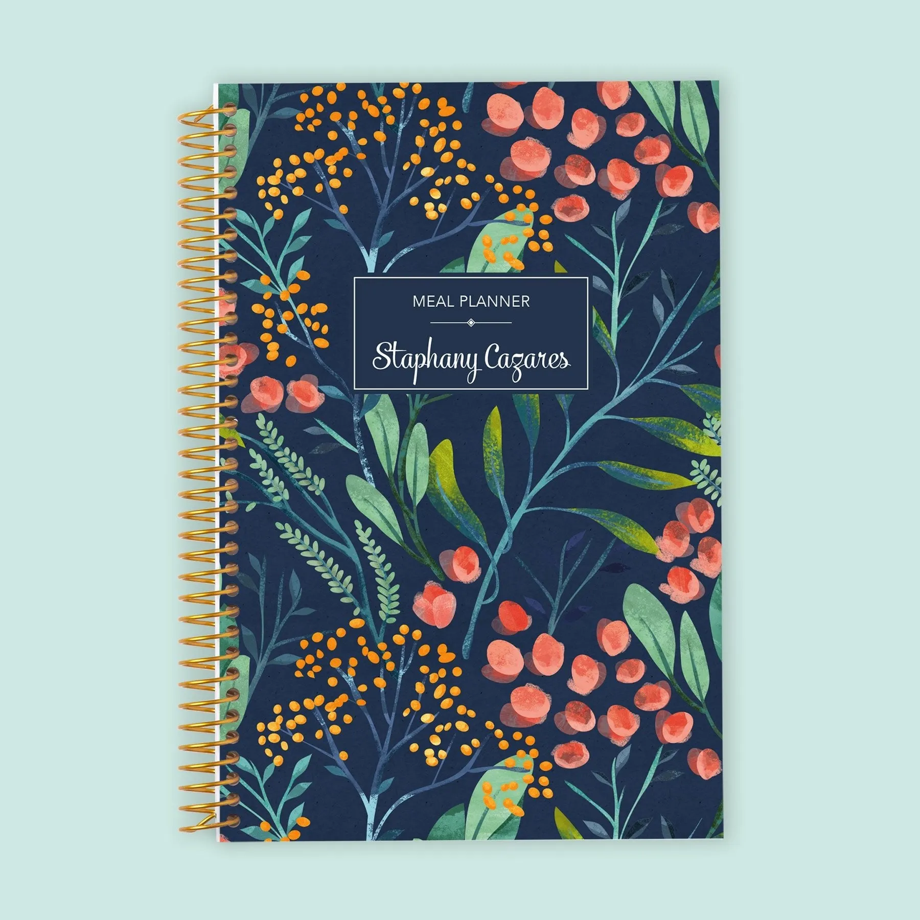 6x9 Meal Planner - Navy Watercolor Floral