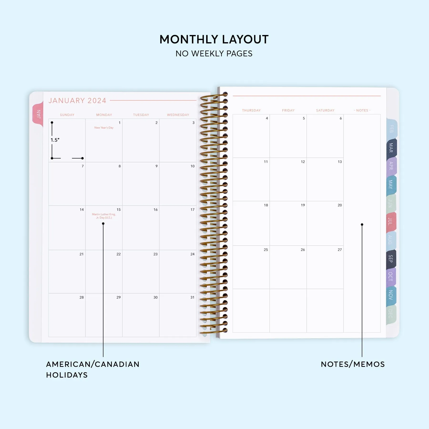6x9 Monthly Planner - Abstract Florals Multicolor