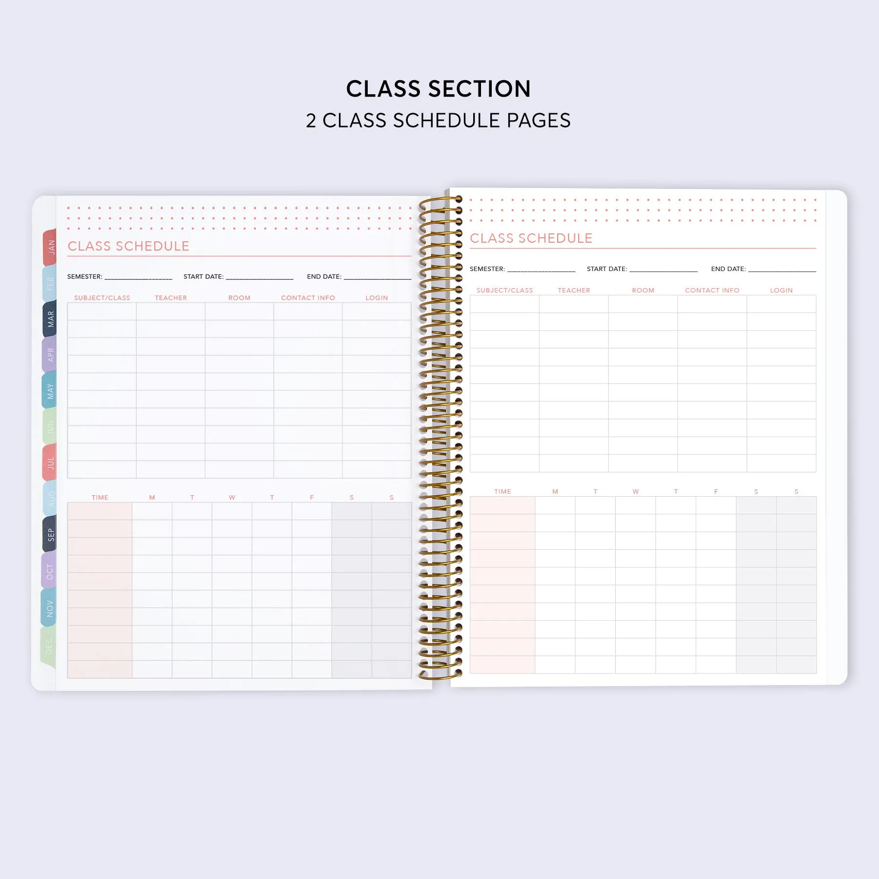 8.5x11 Student Planner - Flirty Florals Mauve