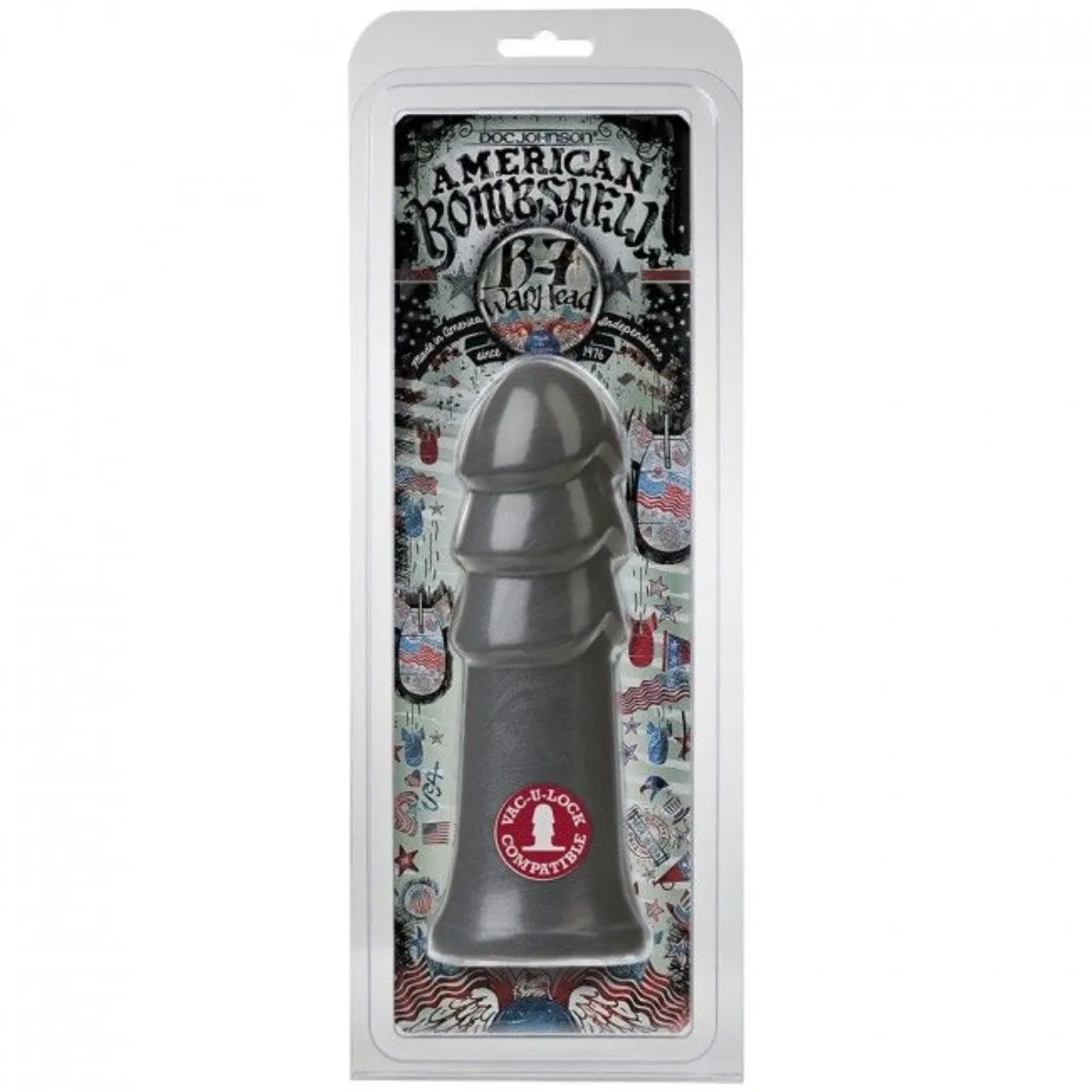 American Bombshell B-7 Warhead Dildo Grey 7.5 Inch