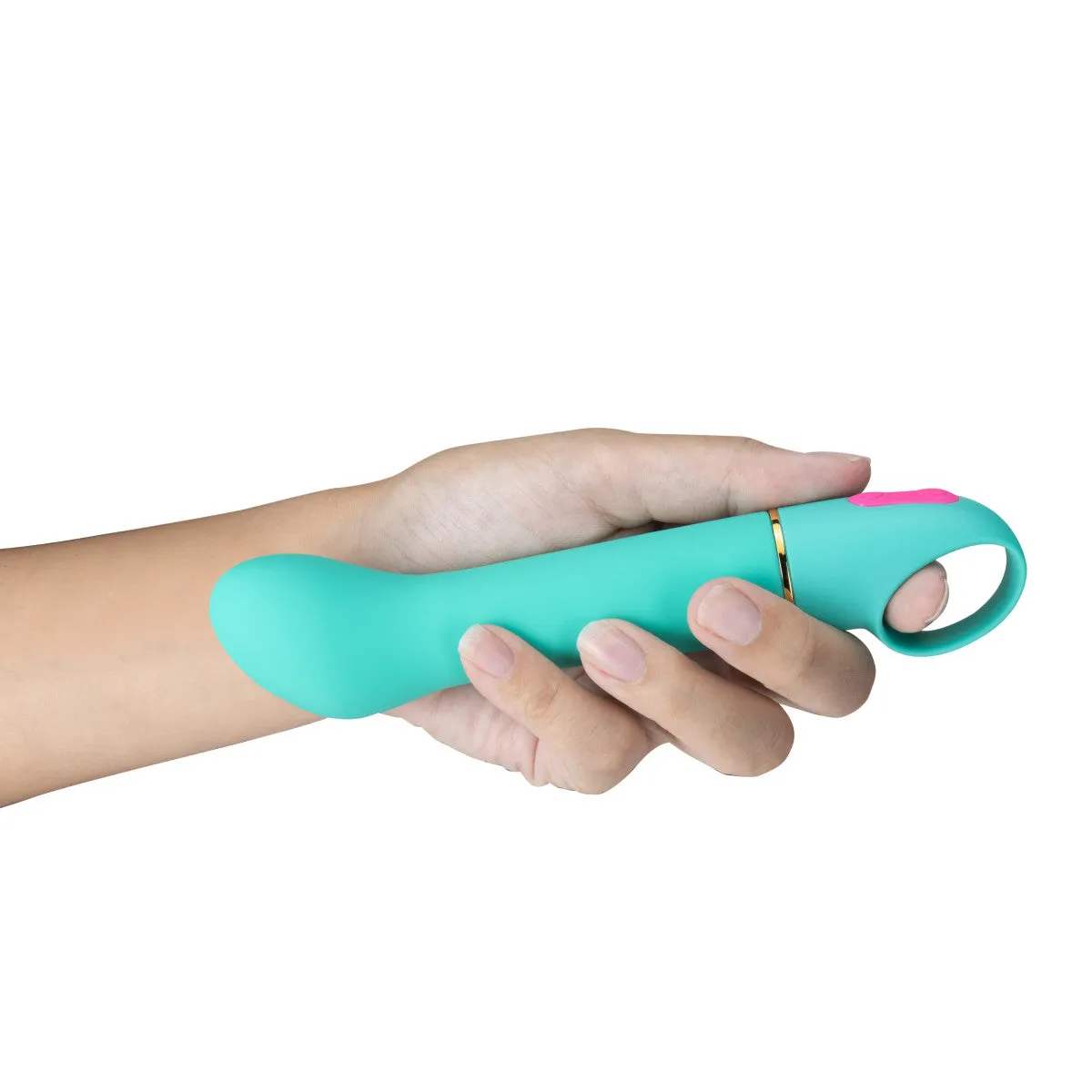 Aria By Blush® | Flirty AF: Enhanced G-Spot Stimulation Teal Silicone Vibrator with Powerful RumboTech™ Technology