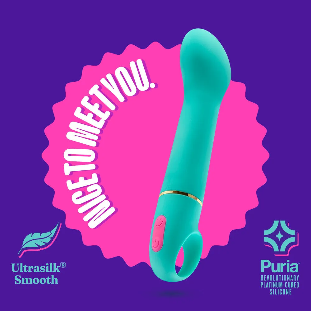 Aria By Blush® | Flirty AF: Enhanced G-Spot Stimulation Teal Silicone Vibrator with Powerful RumboTech™ Technology