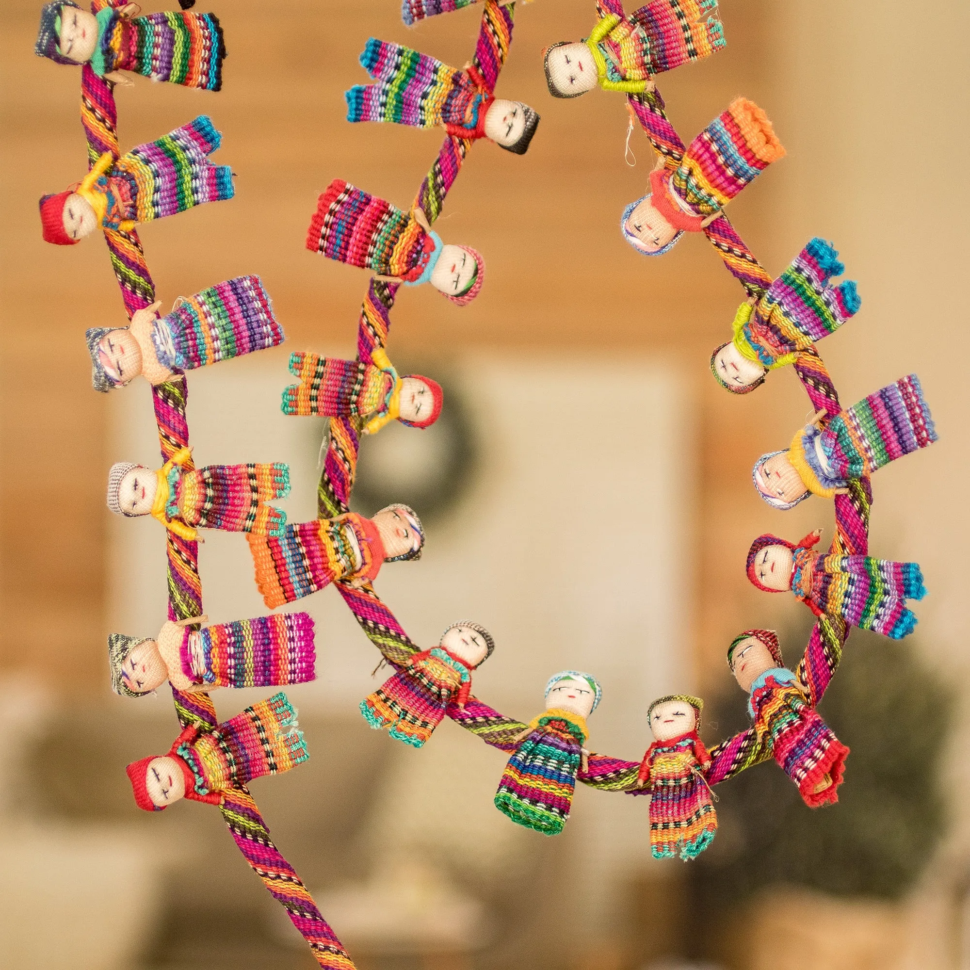 Artisan Crafted Guatemalan Worry Doll Garland - Joy and Diversity | NOVICA