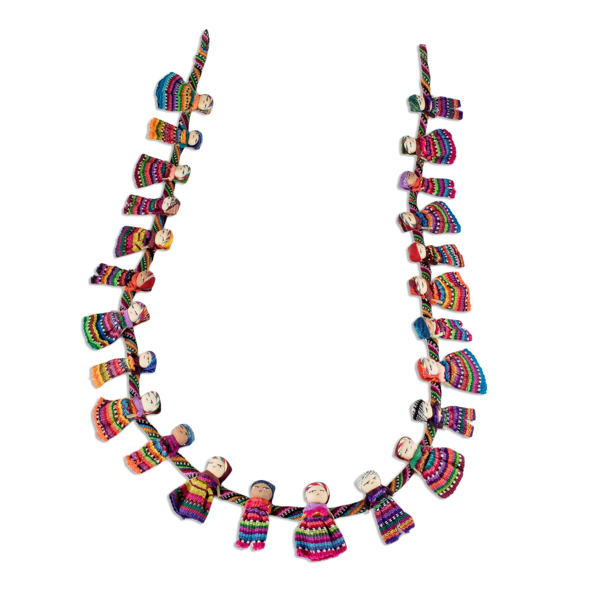 Artisan Crafted Guatemalan Worry Doll Garland - Joy and Diversity | NOVICA