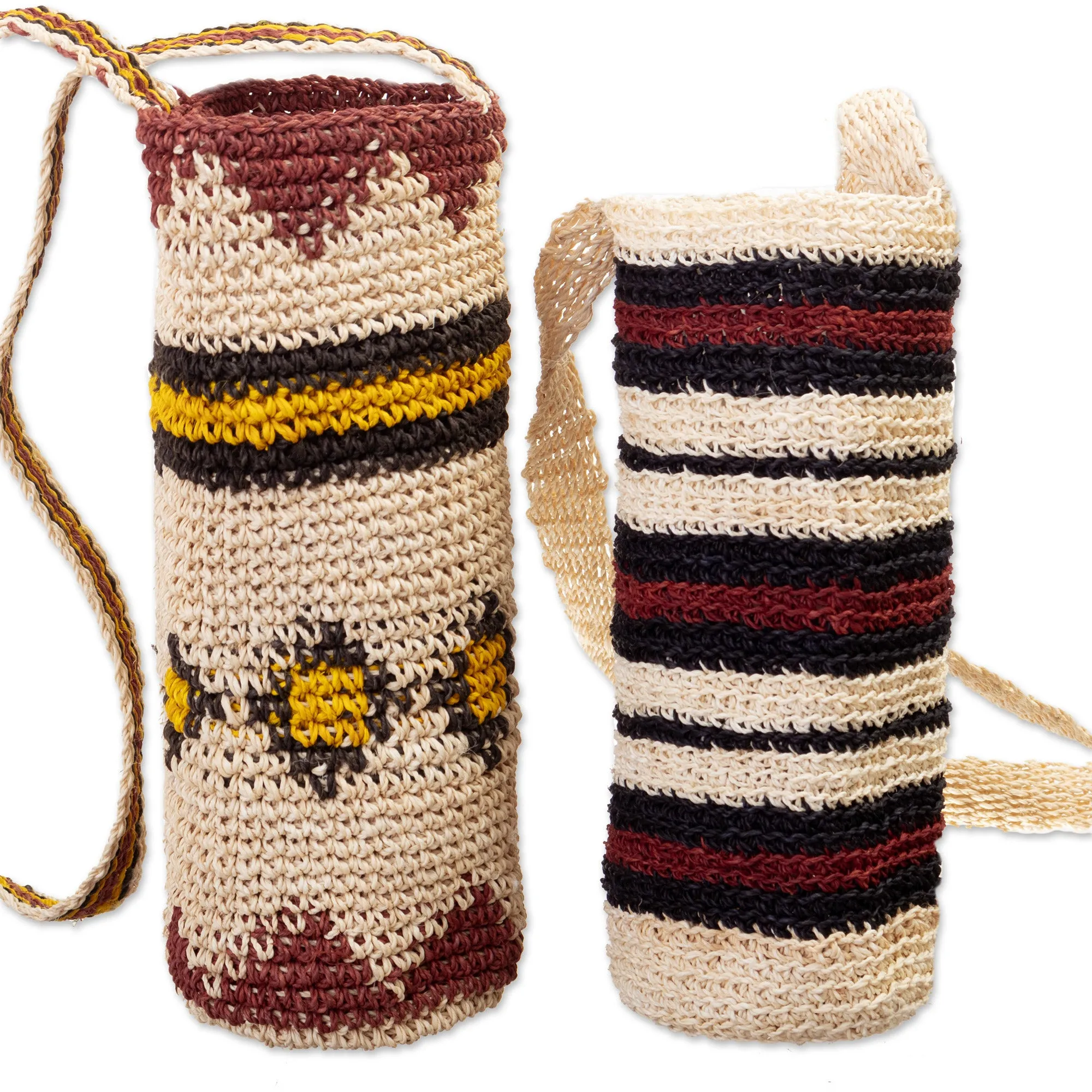 Assorted Handwoven Natural Fiber Bottle Holder with Strap  - Refreshing Chambira | NOVICA