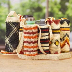Assorted Handwoven Natural Fiber Bottle Holder with Strap  - Refreshing Chambira | NOVICA
