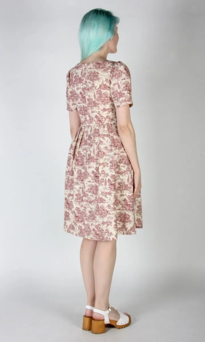 Birds of North America Winter Chippy Dress - Brick Village Toile (Online Exclusive)