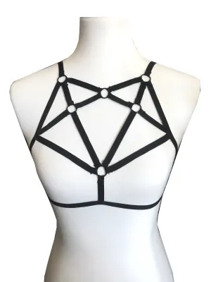 Black Web Harness Cage Bra Goth Fetish Lingerie