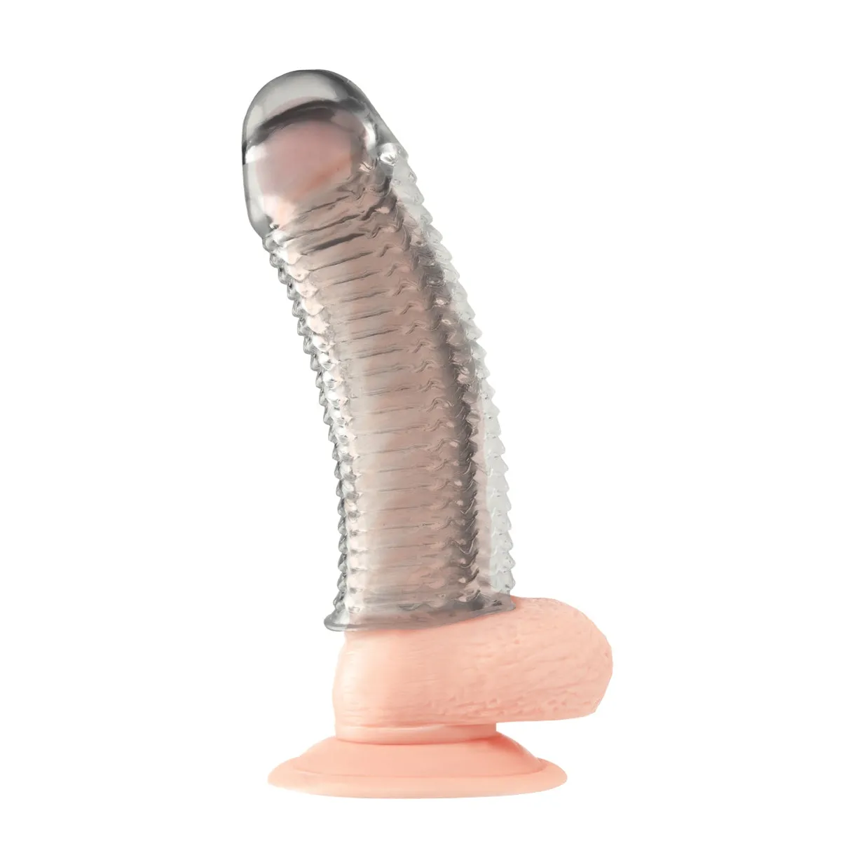 Blue Line Clear Textured Penis Enhancing Sleeve Extension 6.5 Inch