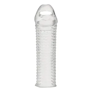 Blue Line Clear Textured Penis Enhancing Sleeve Extension 6.5 Inch