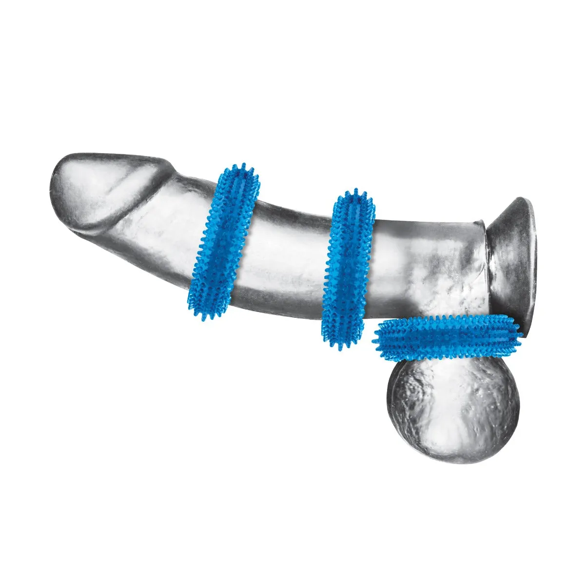 Blue Line Ultra Stim Stretch Cock Ring Set 3 Pack Blue