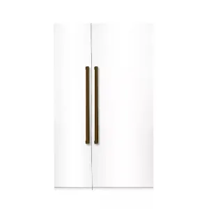 Bold 48 In. 25.2 CF TTL. Counter-Depth Built-In Side-By-Side Refrigerator in White with Bronze Handles