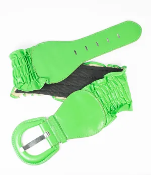 Bright Green Ruffle Elastic Cinch Belt