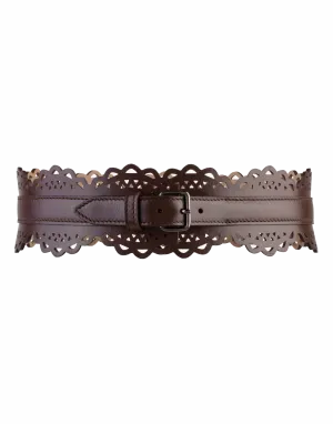 Brown Openwork Leather Corset Belt