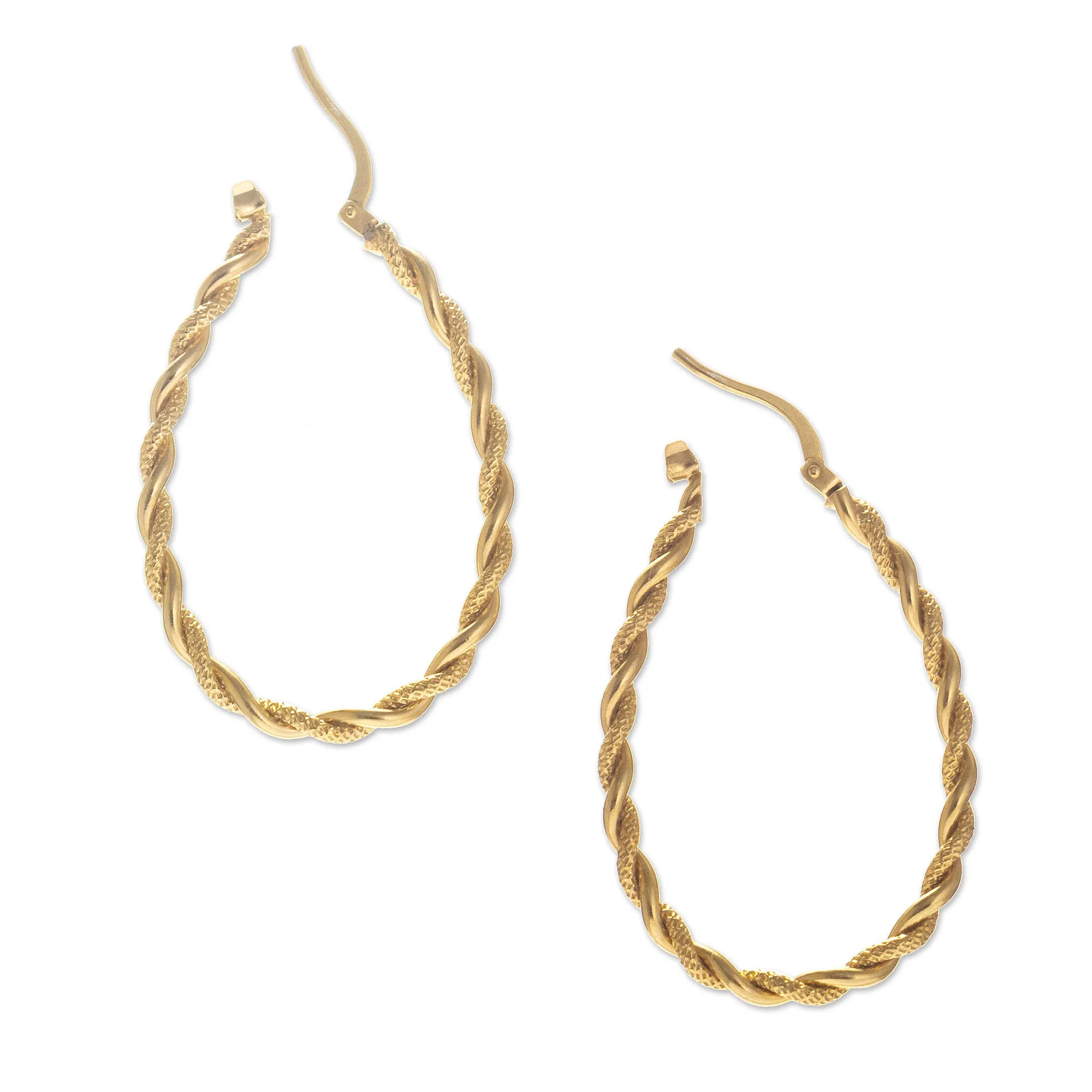 Classic Twist Artisan Crafted Gold Plated Hoop Earrings - Times Two | NOVICA
