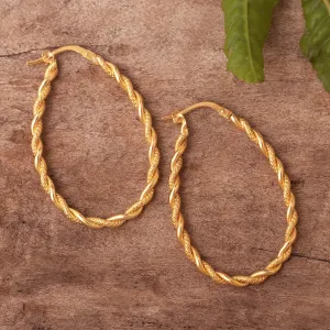 Classic Twist Artisan Crafted Gold Plated Hoop Earrings - Times Two | NOVICA