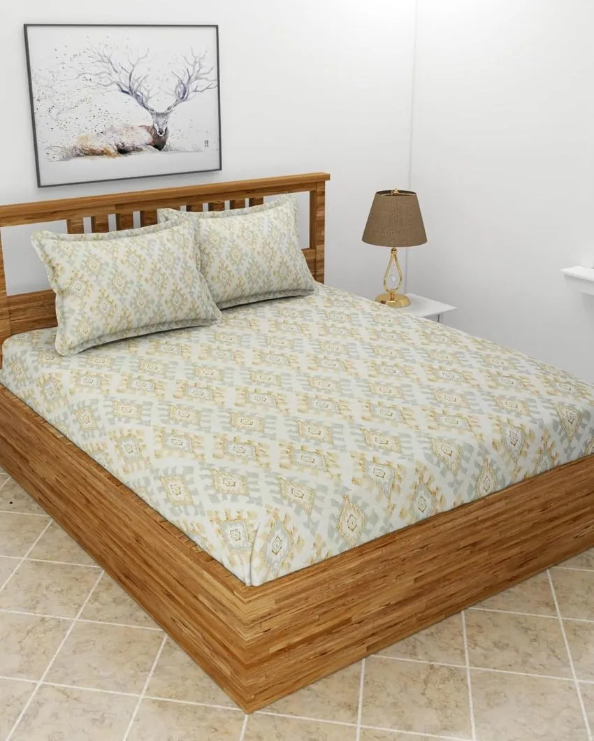 Cream Glace Cotton Bedding Set with 2 Pillow Covers | Queen Size | 90 x 100 inches