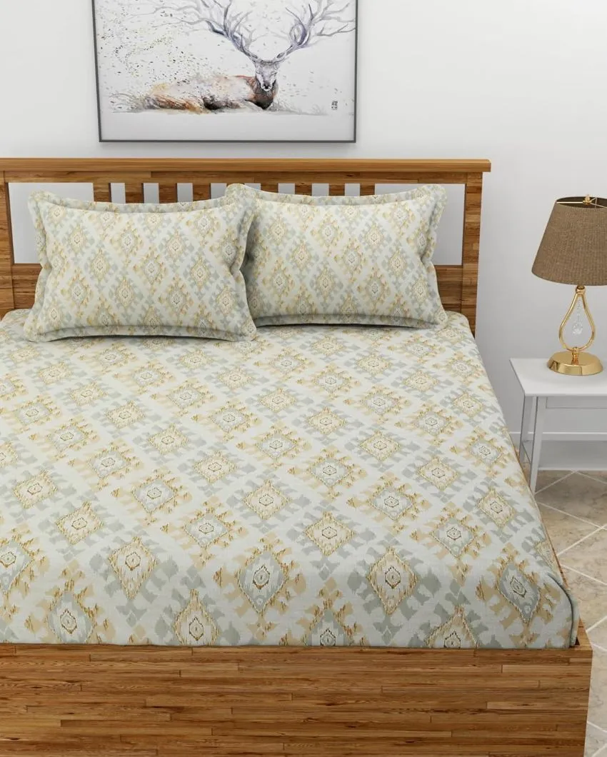 Cream Glace Cotton Bedding Set with 2 Pillow Covers | Queen Size | 90 x 100 inches
