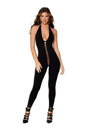 DG0426 Sexy Women's Opaque knitted halter catsuit bodystocking