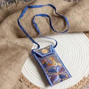 Embroidered Eyeglasses Bag in Royal Blue from Peru - Embellished Beauty in Blue | NOVICA