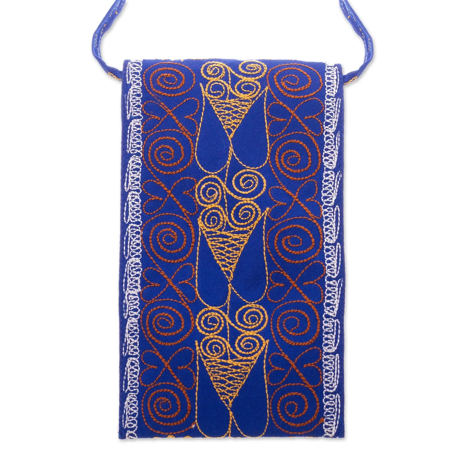 Embroidered Eyeglasses Bag in Royal Blue from Peru - Embellished Beauty in Blue | NOVICA