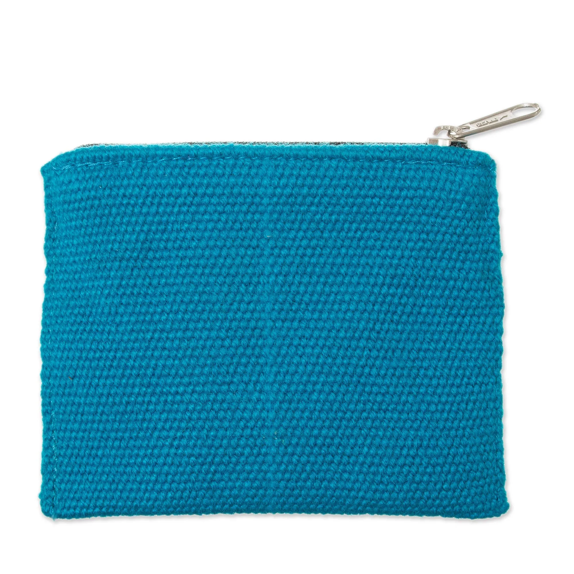 Embroidered Floral Turquoise Coin Purse - Floral Keeper in Turquoise | NOVICA