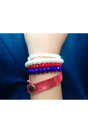 Emma Multiple Strand Red/White/Blue Bracelet