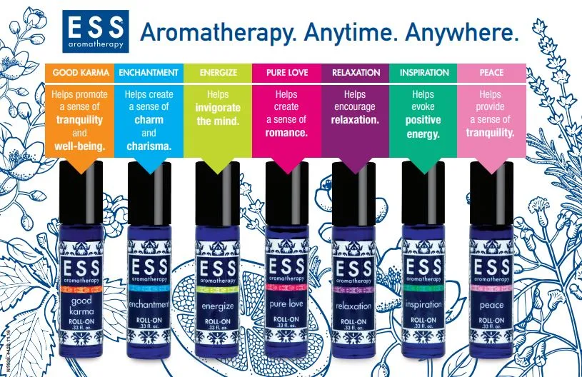 ESS Aromatherapy Roll-On Display with Acrylic Sign Holder