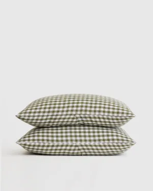 European Linen Gingham Sham Set