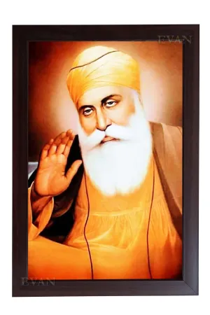EVAN Guru Nanak Dev ji Giving Blessing Religious photo frame Wall Hanging Photo Frame Temple, Puja, Room, Home, God Photo Frames,8 x 12 inch