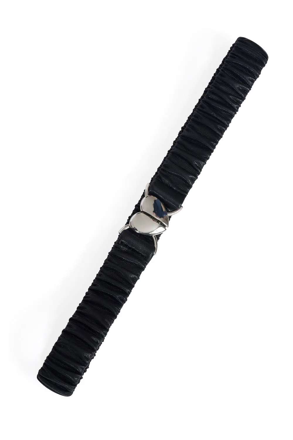 Faux Leather Heart Buckle Waist Belt in Black by Banned Apparel