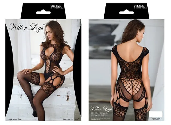 Flamboyant Fringe Detailed One-Piece Fishnet Bodysuit