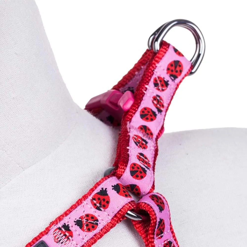 Flamingo Ladybug Dog Harness, Summer Vcation Hawaiian Plam Leaves Harness