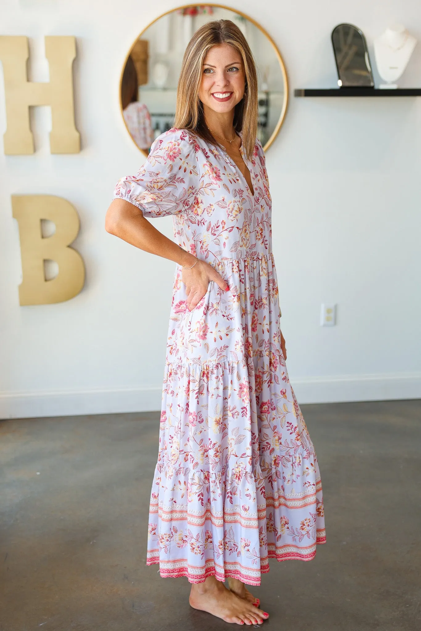 Floral Tiered Pastel Maxi