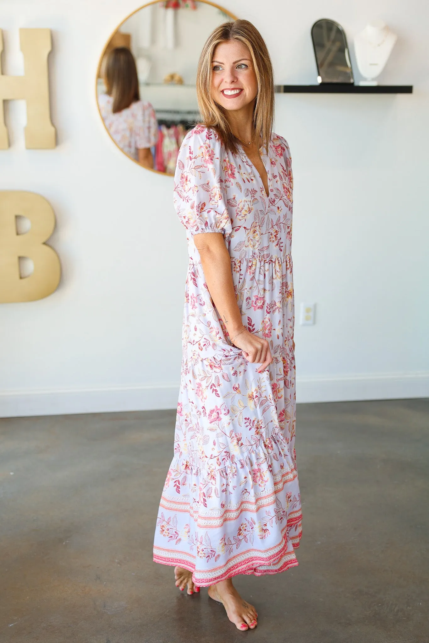 Floral Tiered Pastel Maxi