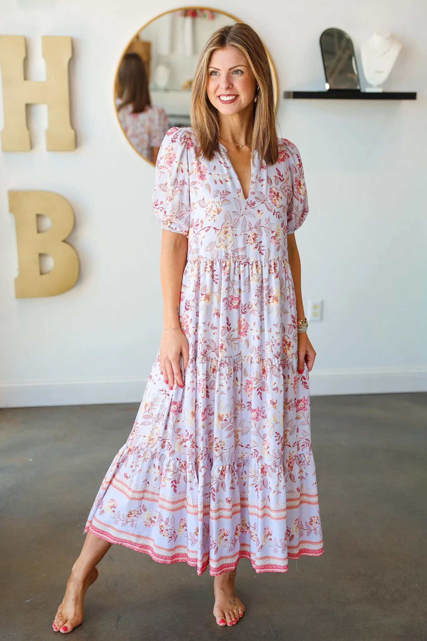 Floral Tiered Pastel Maxi