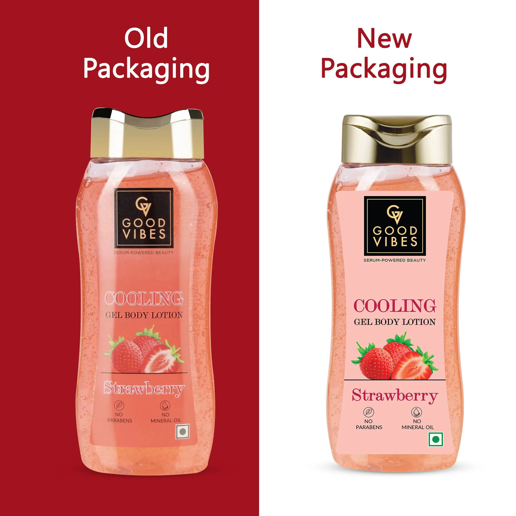 Good Vibes Strawberry Cooling Gel Body Lotion (210 ml) |Non-sticky Formulation | Instant Cooling Sensation | For Hydrating skin | For Healthy skin