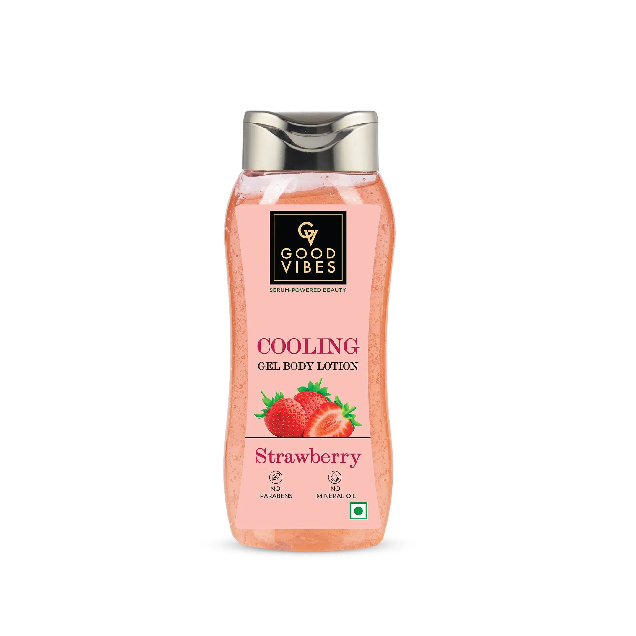 Good Vibes Strawberry Cooling Gel Body Lotion (210 ml) |Non-sticky Formulation | Instant Cooling Sensation | For Hydrating skin | For Healthy skin