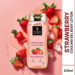 Good Vibes Strawberry Cooling Gel Body Lotion (210 ml) |Non-sticky Formulation | Instant Cooling Sensation | For Hydrating skin | For Healthy skin