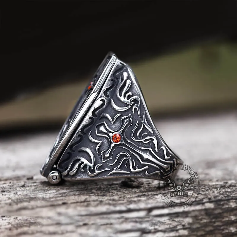 Gothic Vampire Coffin Stainless Steel Cross Ring