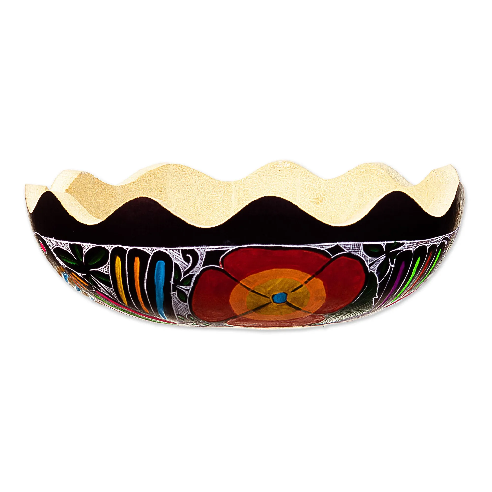 Hand-Painted and Carved Dried Gourd Catchall from Peru - Sweet Spring Scent | NOVICA