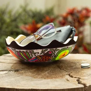 Hand-Painted and Carved Dried Gourd Catchall from Peru - Sweet Spring Scent | NOVICA