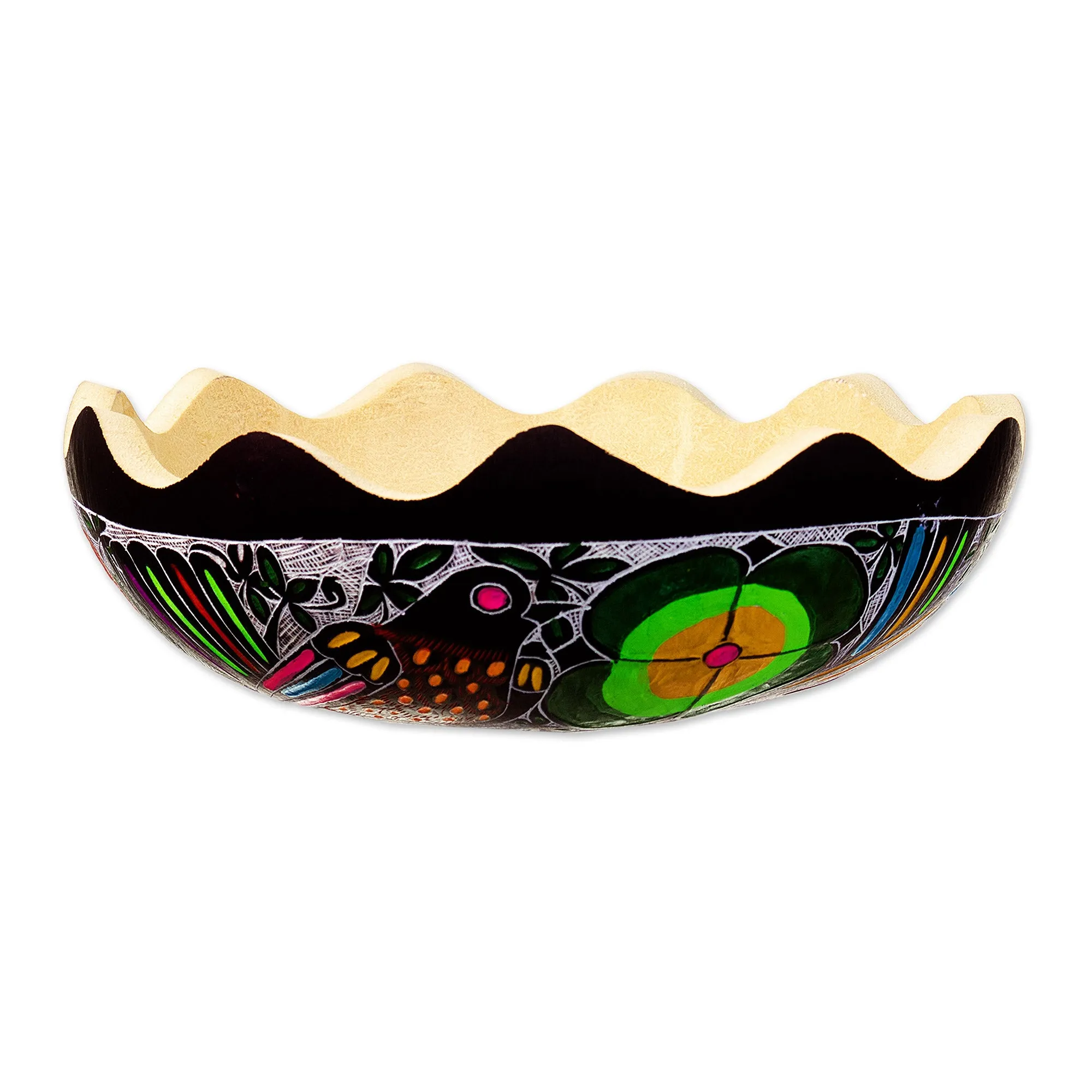 Hand-Painted and Carved Dried Gourd Catchall from Peru - Sweet Spring Scent | NOVICA