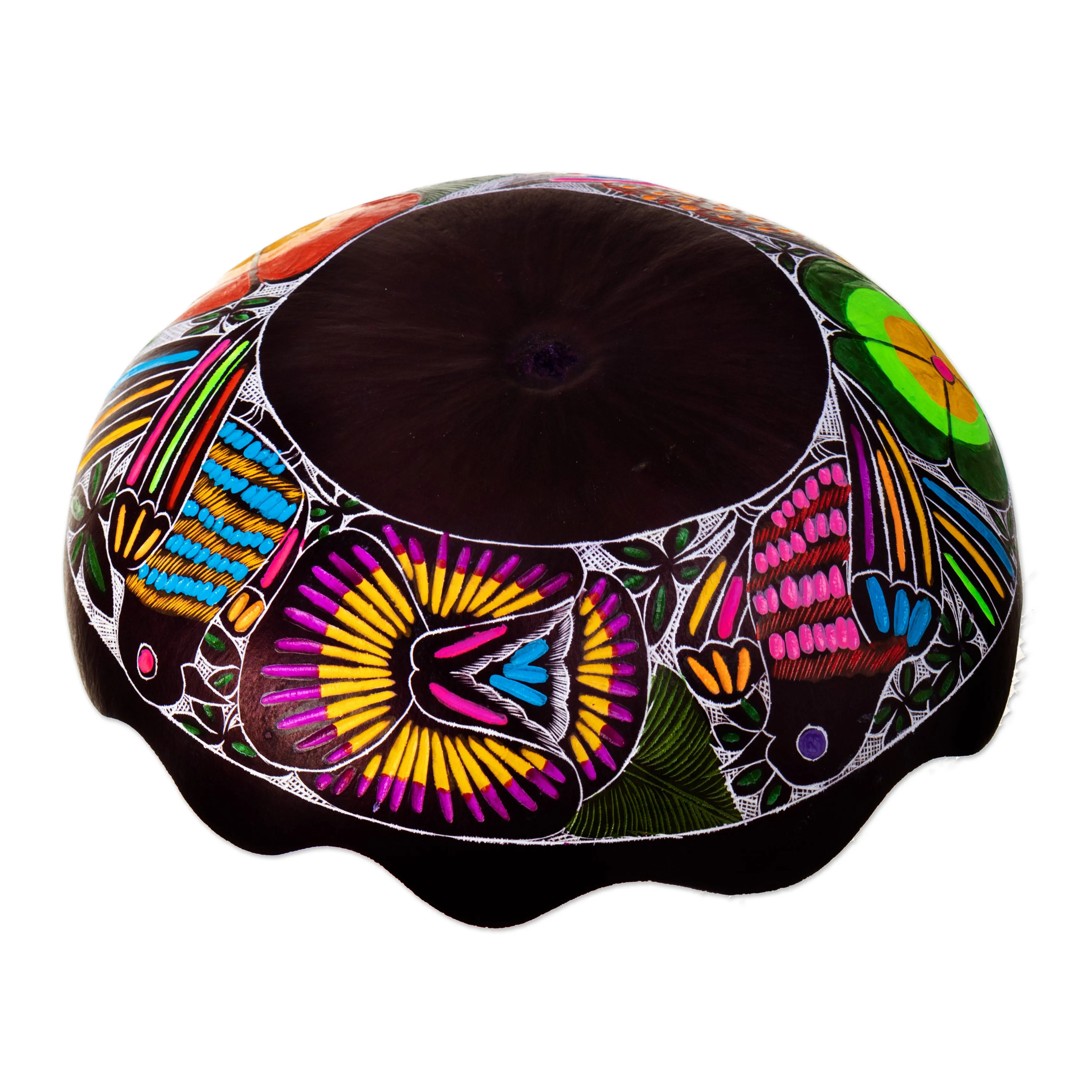 Hand-Painted and Carved Dried Gourd Catchall from Peru - Sweet Spring Scent | NOVICA