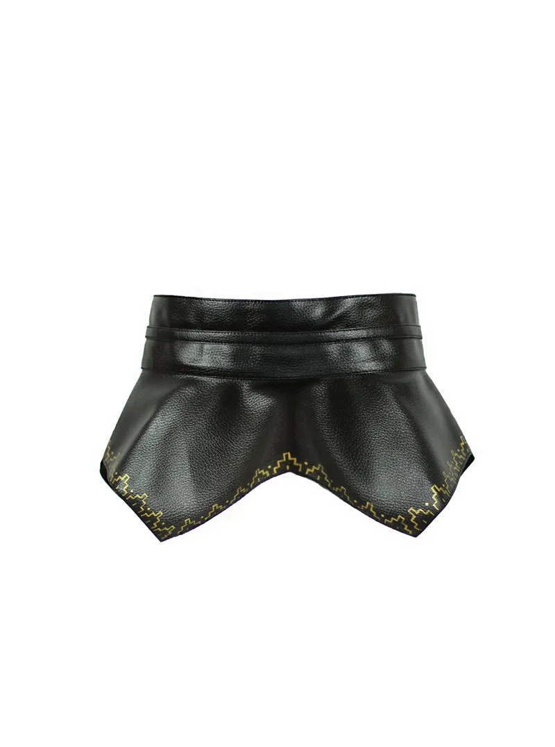Hand Printed Leather Peplum Belt