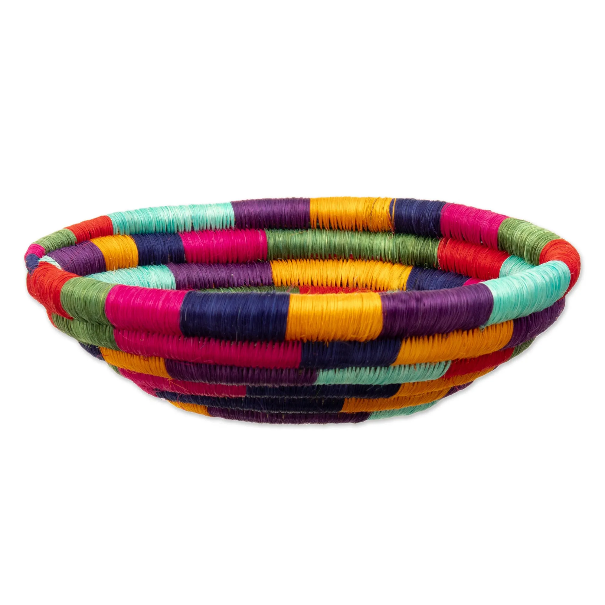 Handcrafted Colorful Natural Fiber Decorative Bowl - Guacamayas Festival | NOVICA